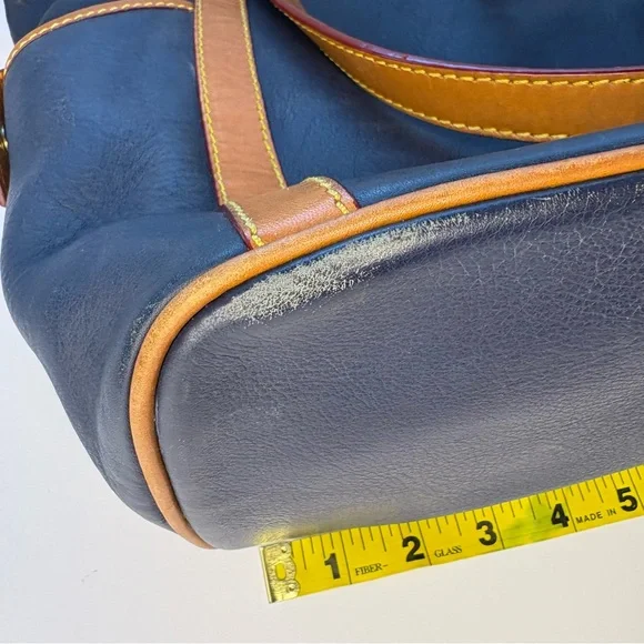 Vintage Dooney & Bourke Blue and Brown Large Leather Tote with Pink Interior - Picture 14 of 16